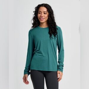 Teal Long Sleeve Women's Top slightly ribbed